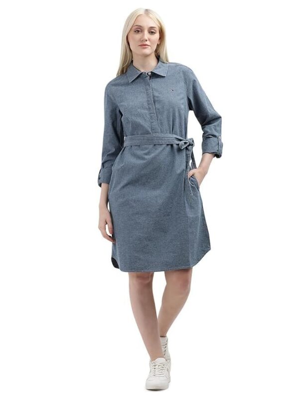 Women’s Cotton Blend Shirt Below The Knee Casual Dress