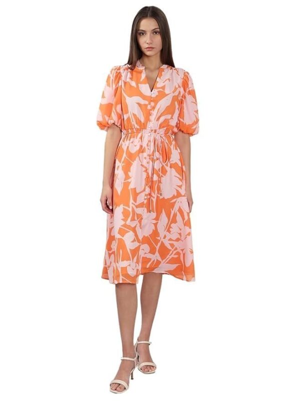 Women’s Polyester Fit and Flare Midi Dress